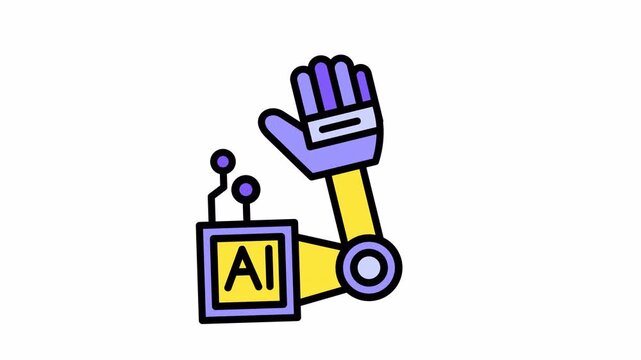 AI Robotic Arm Automation Technology Icon on White Background - Artificial Intelligence & Future Industry Concept Vector