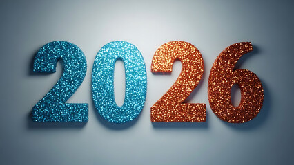 Glittering 2026 Text on Gradient Background