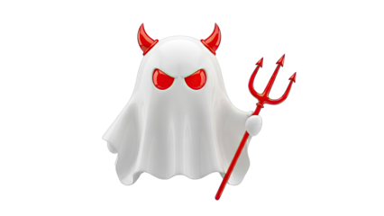 Cartoon Devil Ghost with Trident