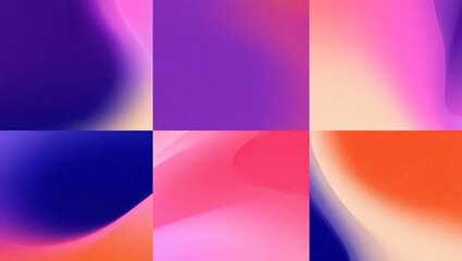 Vibrant Purple Pink and Orange Blurry Mesh Gradient Background Set