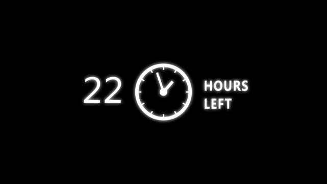 39 Hours left countdown clock icon animation. Countdown timer clock animation. Stopwatch timer clock. Starting soon timer animation. 