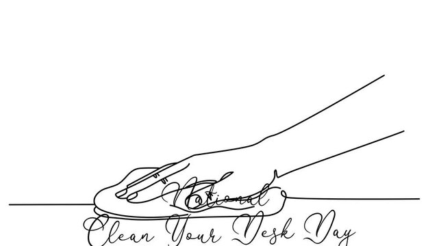 Minimalist National Clean Your Desk Day Line art Animation. Suitable for celebration
