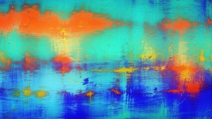 Vibrant abstract watercolor painting with bright hues and fluid textures