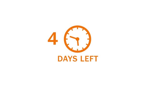 7 Days left countdown clock  icon animation. Countdown timer clock animation.