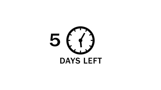 9 Days left countdown clock  icon animation. Countdown timer clock animation.