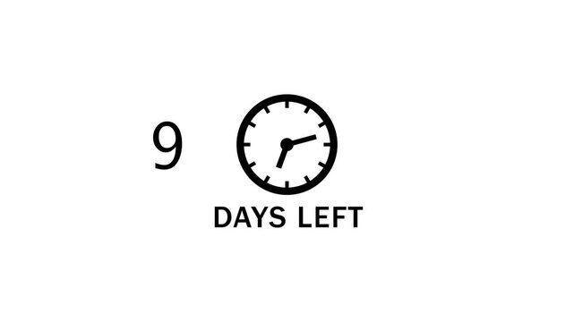 15 Days left countdown clock  icon animation. Countdown timer clock animation.
