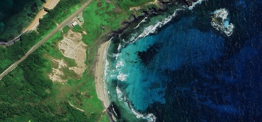 Aerial View of Fernando de Noronha Archipelago Tropical Coastline