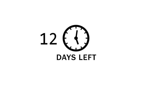 21 Days left countdown clock  icon animation. Countdown timer clock animation.