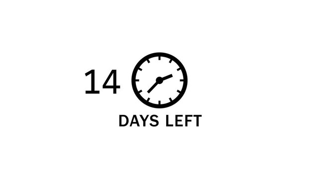 24 Days left countdown clock  icon animation. Countdown timer clock animation.