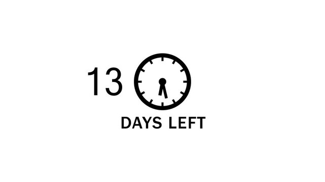 23 Days left countdown clock  icon animation. Countdown timer clock animation.