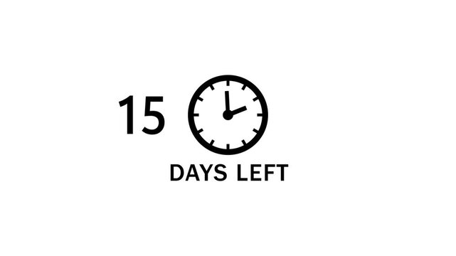 27 Days left countdown clock  icon animation. Countdown timer clock animation.
