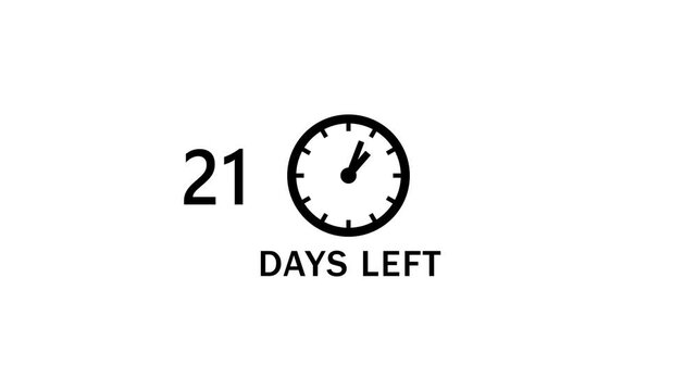 37 Days left countdown clock  icon animation. Countdown timer clock animation.