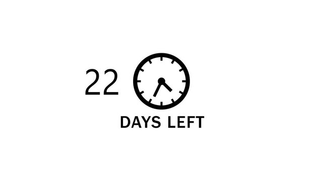 39 Days left countdown clock  icon animation. Countdown timer clock animation.