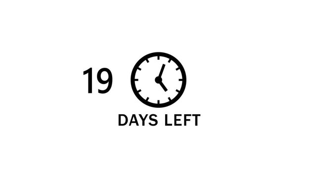 34 Days left countdown clock  icon animation. Countdown timer clock animation.