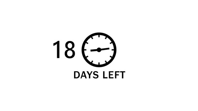 31 Days left countdown clock  icon animation. Countdown timer clock animation.