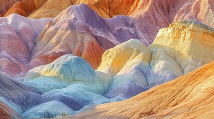 Colorful hills, vibrant landscape, geological formations, sunrise view