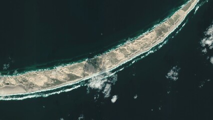 Aerial Top Down View of Sable Island Sandbar in North Atlantic
