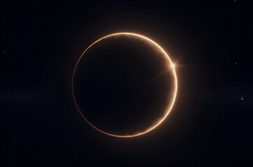 Partial Solar Eclipse Against Dark Night Sky