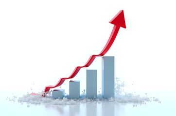 Growth Chart with Red Arrow Ascending