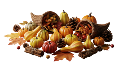 Autumn Harvest Pumpkins and Gourds Still Life Arrangement.