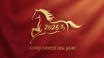 Vibrant golden horse in traditional Chinese New Year celebration