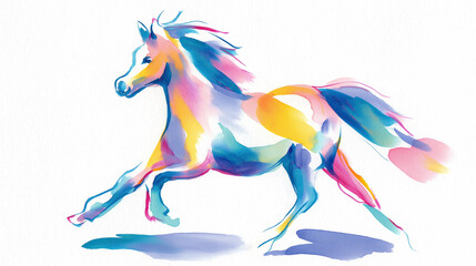 風を切って駆ける馬と重なる和文様が印象的な2026年干支年賀用イラスト｜伝統的な意匠と抽象的構成が特徴で、和風アートや正月素材としても汎用性抜群