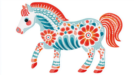 風を切って駆ける馬と重なる和文様が印象的な2026年干支年賀用イラスト｜伝統的な意匠と抽象的構成が特徴で、和風アートや正月素材としても汎用性抜群