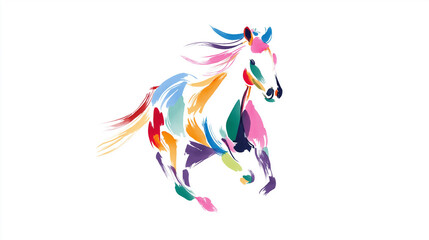 風を切って駆ける馬と重なる和文様が印象的な2026年干支年賀用イラスト｜伝統的な意匠と抽象的構成が特徴で、和風アートや正月素材としても汎用性抜群