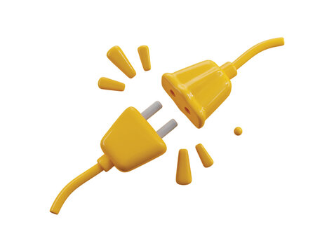 Electric plug and socket unplug icon 3d render concept of electric plug, 404 error, Disconnection or connect loss icon vector illustration
