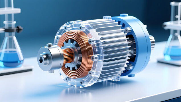 Precise mechanical details of electric motor powertrain