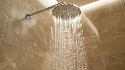 Invigorating shower experience with modern chrome fixtures and elegant marble tiles