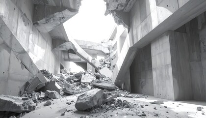 Concrete ruin shattered structures aftermath