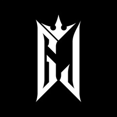 GJ Elegant White Logo on Black Background