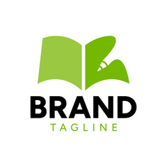 Pencil and book logo template vector