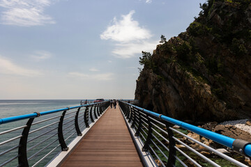 wooden bridge over the sea