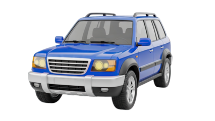 Blue SUV with Silver Accents and Roof Rack
