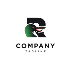 Letter R Northern Spade Duck Logo Icon Vector