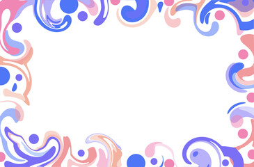 Abstract Swirls Frame with Colorful Bubbles Border