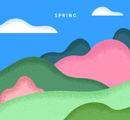 Minimal spring landscape with grain texture