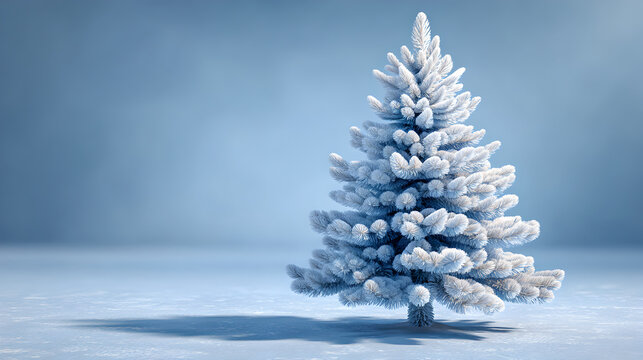 Close up of frost covered evergreen branches against a pale blue sky
 - Powered by Adobe