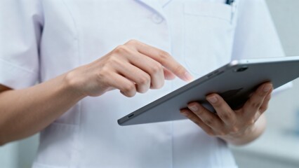 Healthcare professional using tablet