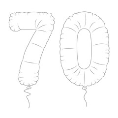 outline of the number seventy balloon