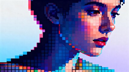 Obraz premium Pixel art portrait of a woman