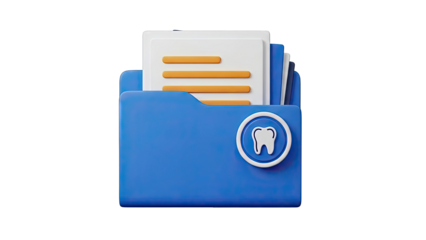 Blue Folder with Tooth Icon and Documents