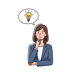 Businesswoman with Idea - Contemplative Thinking and Problem Solving.
