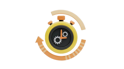 3D Stopwatch with Gears and Arrows