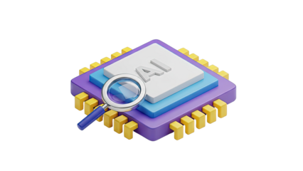 AI Chip with Magnifying Glass