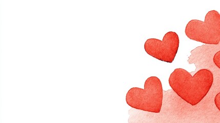 Fototapeta premium Valentine watercolor card with love heart romantic greeting in minimal illustration style on white background, clean simple design concept expressing affection, warmth and sweet holiday mood