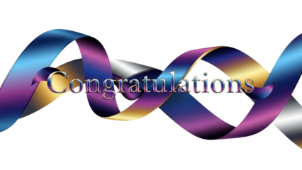 Decorative Colorful Intertwined Ribbons with 'Congratulations' Text Vector Graphic isolated PNG with Transparent Background