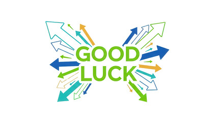 GOOD LUCK message with colorful bursting arrows. Isolated vector graphic design element. isolated PNG with Transparent Background